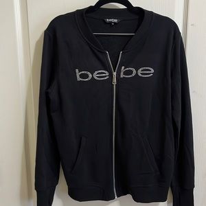 Womens bebe sport jacket, size medium, black w/silver rhinestone